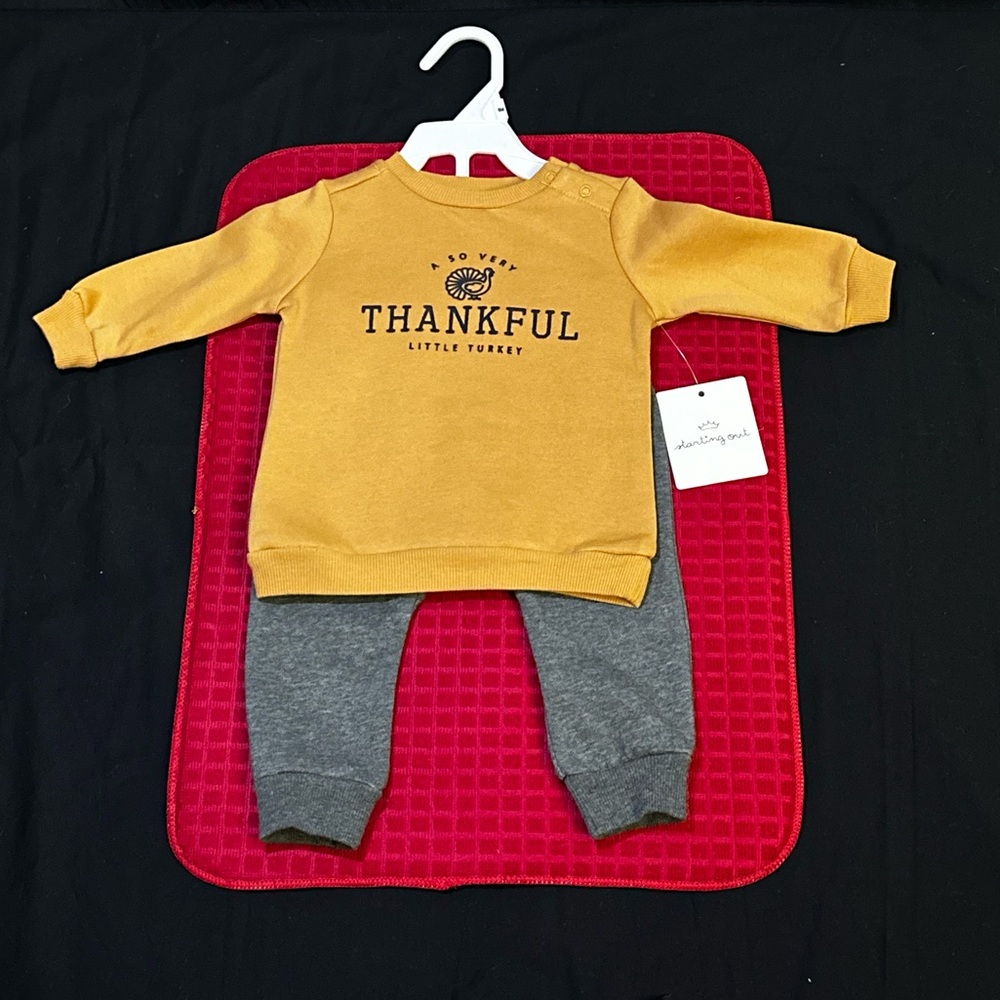 Starting Out Orange Mustard and Gray Kids Sweatshirt and Joggers Set